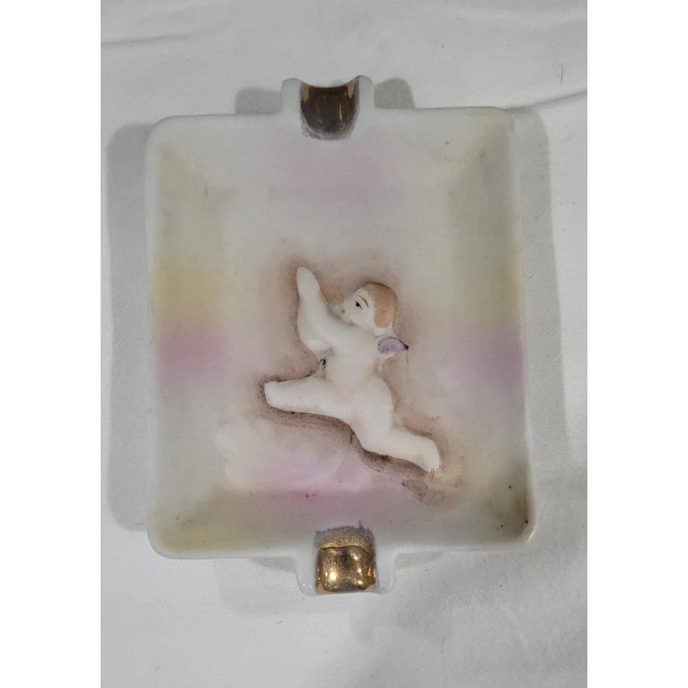 Hal-Sey Fifth Porcelain Ashtray Cigarette Tobacco VINTAGE Cherub Angel